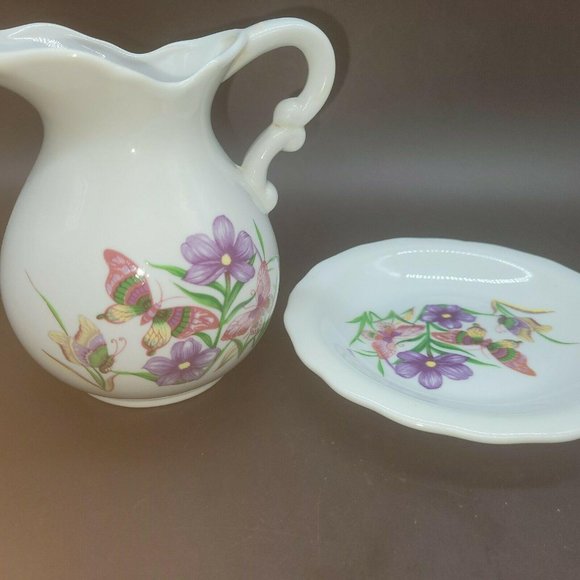 Vintage Hand Painted Japan Ceramic Pitcher & Match - Picture 3 of 6